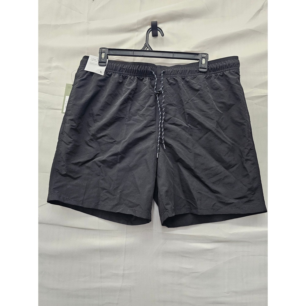 Goodfellow & Co Mens 7 Inch Swim Shorts Black Nylon Blend Casual Size XL